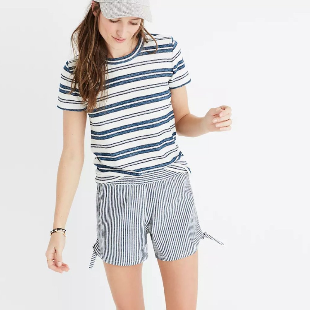 NWT $38 Madewell Hi-Fi Shrunken Tee in Vonda Stripe in XS!